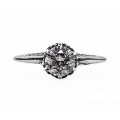 026bbr | Antique Filigree Ring | for a .75ct. to .85ct. round stone | Crown Setting
