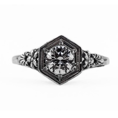 079bbr | Antique Filigree Ring | for a .58ct. to .68ct. round stone | Astonishing Flowers