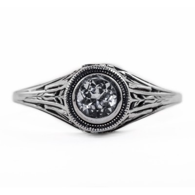 126bbr | Antique Filigree Ring | for a .30ct. to .40ct. round stone | Complex Cathedral