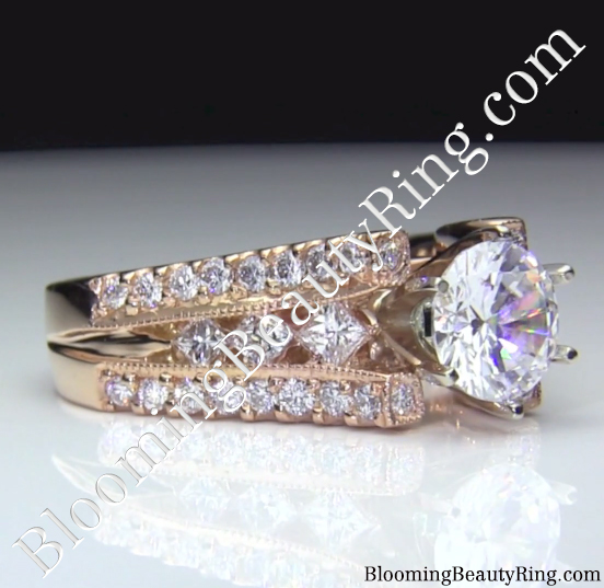 Pink Gold Engagement Ring With Split Shank