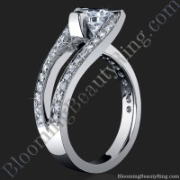 3 Sided Tension Set Split Shank Pave Diamond Engagement Ring