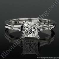 4 Prong 3 Stone Princess Diamond Setting with 2 Baguette Side Diamonds – bbrnw2142