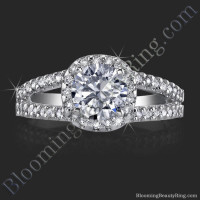 4 Prong Split Shank Halo Setting with Pave Peekaboo Diamonds
