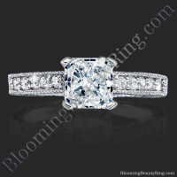 Diamond Radiant Ring with Low Mounting and Custom Engraving
