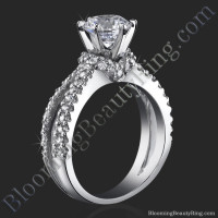 Embracing V Scarf Split Shank Diamond Engagement Ring