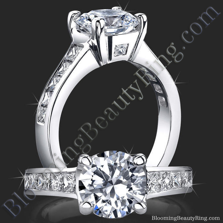 Invisible Channel Set Princess Diamond Ring Wide Band with Hidden Square Diamonds - bbr422