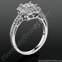 Princess Halo with Shared Pronged Round Diamonds Low Profile Setting