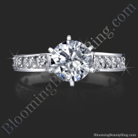 Reverse Tapered Gold Engagement Ring with Pave Set Diamonds