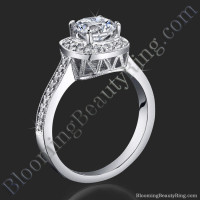 Round Halo Ring with Micropave Diamonds and Mill Grain Edges