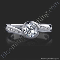 Spiral Wrap Deep Set Pave and Bezel Round Diamond Ring
