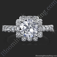 Fully Bloomed Flower Halo Tension Bezel Ring - bbr462e