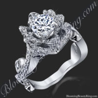 Lotus Flower Diamond Engagement Ring