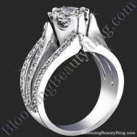 Unique Tulip Head with Wide Band and Triple Split Engagement Ring