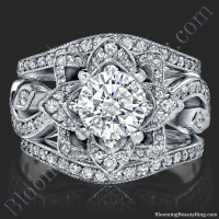 The Large Lotus Swan Double Band Flower Ring