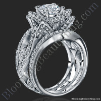 The Large Lotus Swan Double Band Flower Ring Set
