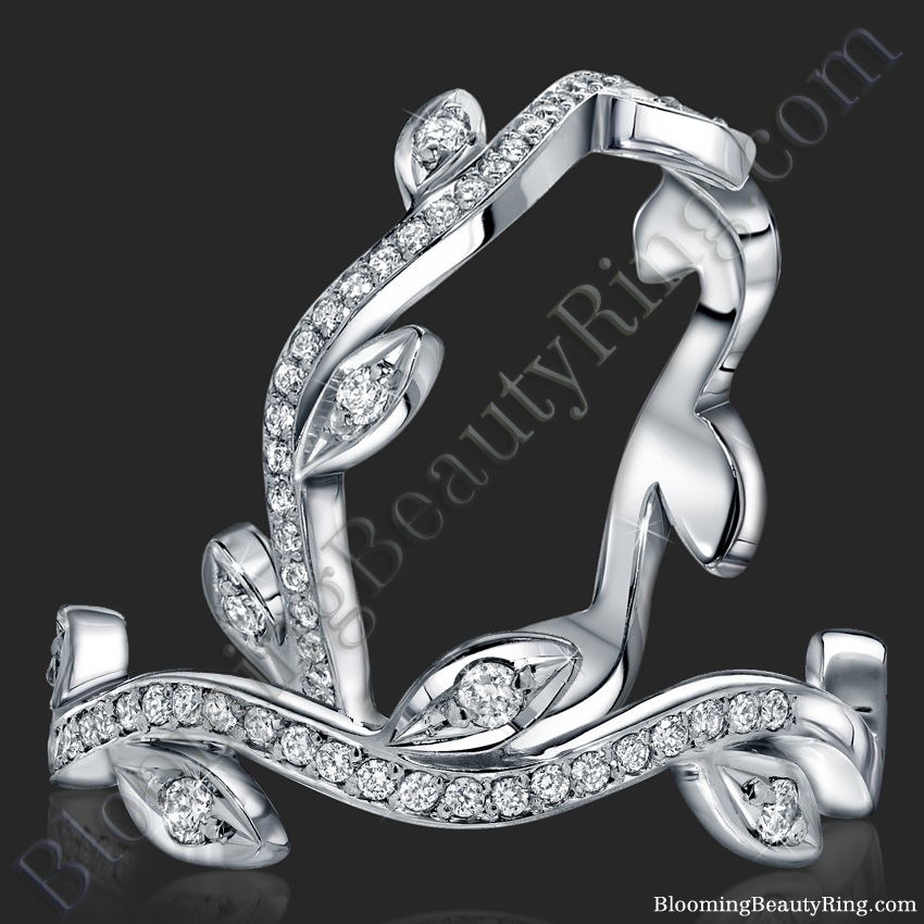 The Lotus Leafy Diamond Wedding Band - bbr653
