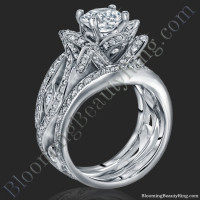 The Original Lotus Swan Double Band Flower Ring Set
