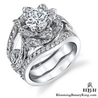 The Smaller Lotus Swan Double Band Flower Ring Set