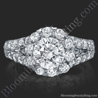 Diamond Go Round Halo Split Shank Engagement Ring 2