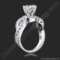Popular One of a Kind Crossover Style Band with Swirling Graduated Round Accent Diamonds