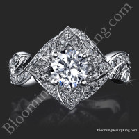 Lotus Engagement Ring with Leaves Laying Down