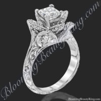 Hand Engraved Princess Lotus Flower Ring