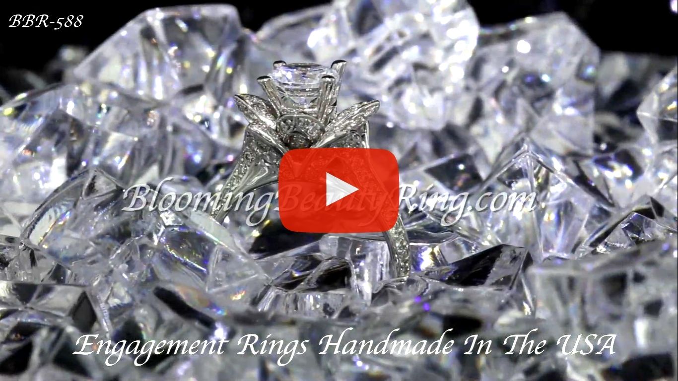 Lotus Ring 8 Petal 1.00 ct. Diamond Band Flower Ring – bbr588 side view video