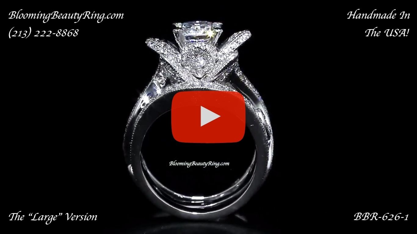 The Large Lotus Swan Double Band Flower Ring Set – bbr626-1 standing up video