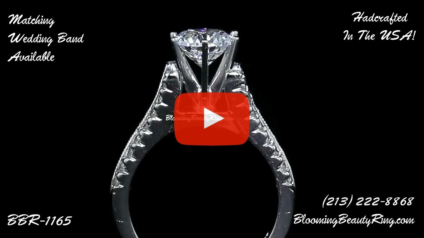 Diamonds On The Tips Modified 6 Prong Cathedral Split Band Princess Cut Ring – bbr1165 standing up video
