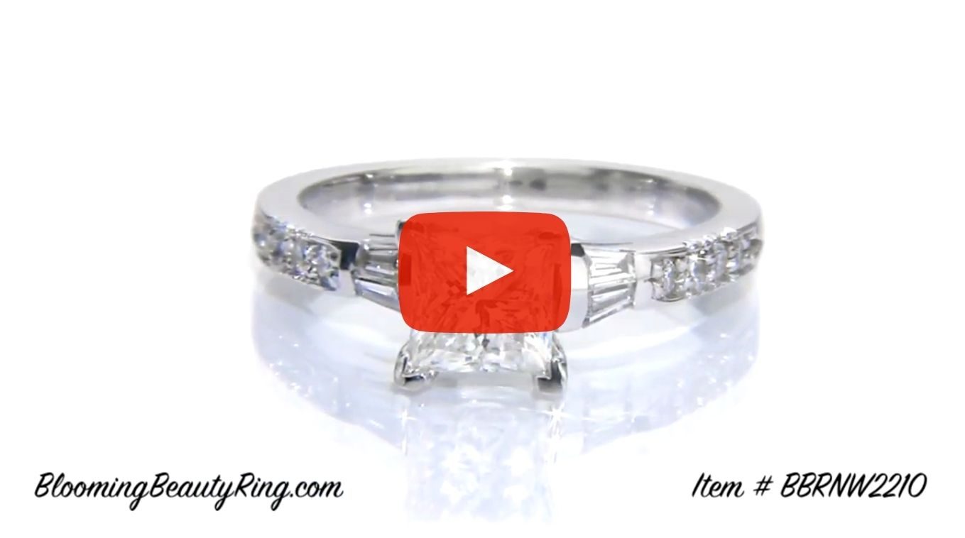 Round Pave and Channel Set Baguette Diamond Engagement Ring laying down video
