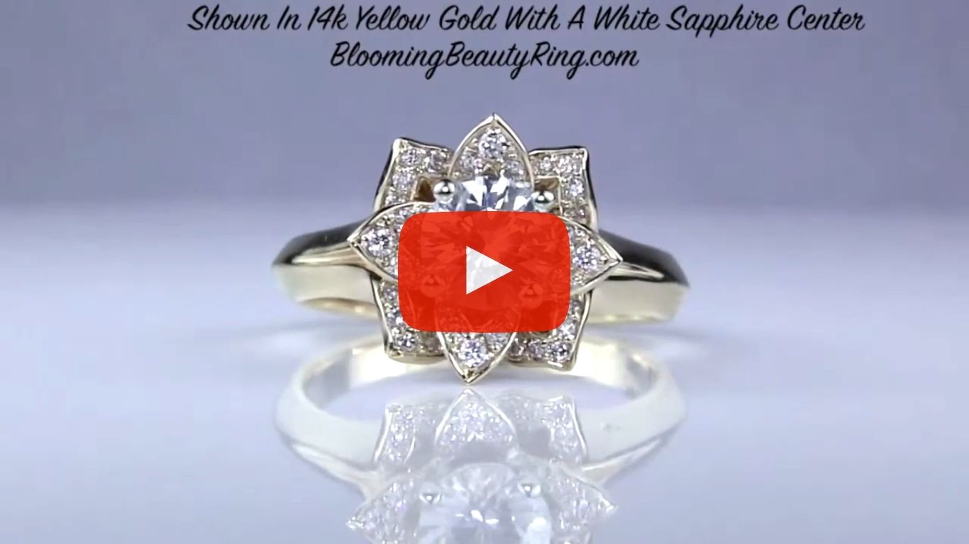 Lotus Ring 8 Petal .58 ct. Diamond Clean Split Shank Flower Ring bbr588-1 laying down video