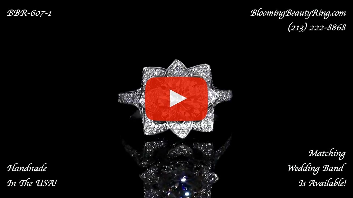The Small Crimson Rose Flower Diamond Engagement Ring – bbr607-1