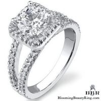 Square Halo Split Shank 62 Diamond Micro Pave Set Ring Standing Up