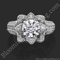 1.37 ctw. Small Hand Engraved Blooming Beauty Engagement Ring – bbr434en-s