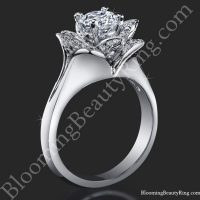 Lotus Ring 8 Petal .58 ct. Diamond Clean Split Shank Flower Ring Standing Up