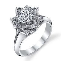 Lotus Ring 8 Petal .58 ct. Diamond Clean Split Shank Flower Ring Side View