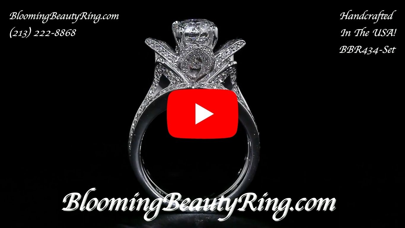 2.08 ctw. Original Large Blooming Beauty Flower Ring Set – bbr434set standing up