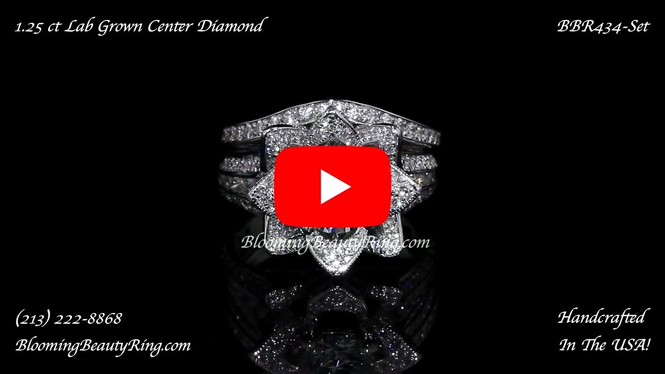 2.08 ctw. Original Large Blooming Beauty Flower Ring Set – bbr434set top view