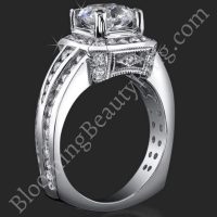 1.35 ctw. Regal Designed Deep Set Round Diamond Engagement Ring - bbr352 Standing up