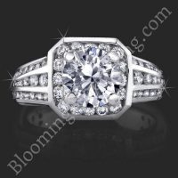 1.35 ctw. Regal Designed Deep Set Round Diamond Engagement Ring - bbr352 laying down