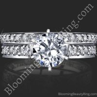 1.05 ctw. Round Pave Set 6 Prong Diamond Engagement Ring Set