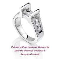 Tension Set Open Band with a Large Channel Set Diamond Bridge Engagement Ring