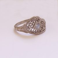 080f1bbr | Pre-Set Antique Filigree Ring | .10ct. Round Diamond | Unusual Clover<br>$759