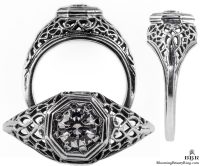 092bbr | Antique Filigree Ring | for a .42ct to .52ct round stone | Intertwining Lines