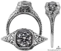 093bbr | Antique Filigree Ring | for a .75ct to .85ct round stone | Mantis