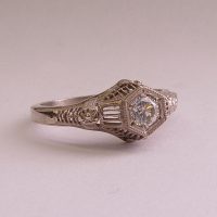 125fbbr | Pre-Set Antique Filigree Ring | .25ct. Round Diamond | Art Deco Design<br>$1404