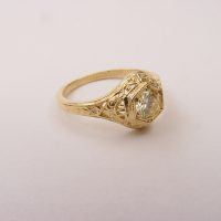 128-6fbbr | Pre-Set Antique Filigree Ring | .52ct. Round Diamond | Scrolls<br>$1721