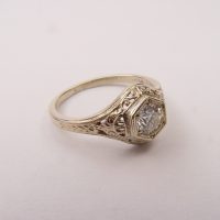 128-5fbbr | Pre-Set Antique Filigree Ring | .37ct. Round Diamond | Scrolls<br>$1615