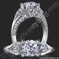 3 Stone Ring Uniquely Designed U Shaped Prongs for Maximum Beauty and Lovely Compliments