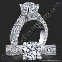 Compliments Abound 4 Prong Antique Inspired Tapered Thick Band with V Crown